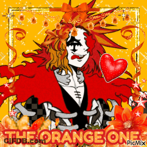 A Picture Of A Clown With The Words " The Orange One " On It GIF