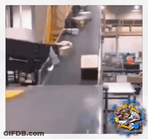 A Picture Of A Conveyor Belt With The Words Happy Birthday On The Bottom GIF