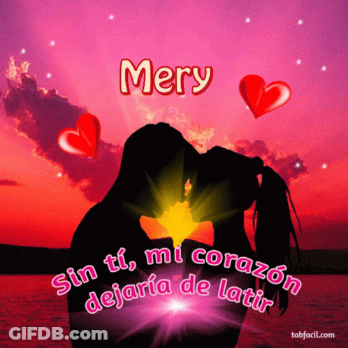 A Picture Of A Couple Kissing With The Name Mery GIF
