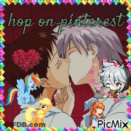 A Picture Of A Couple Kissing With The Words Hop On Pinterest In The Corner GIF