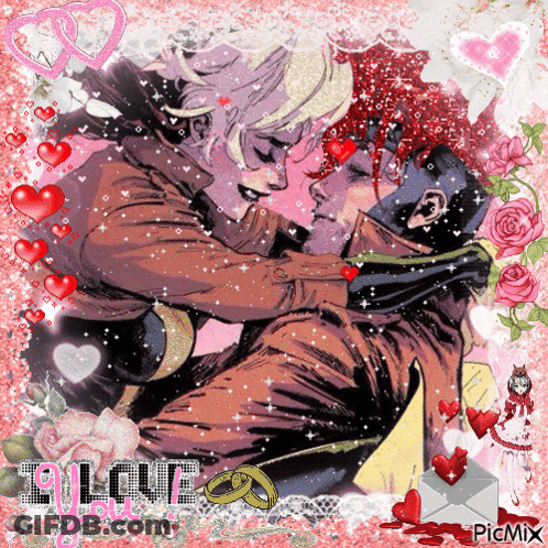 A Picture Of A Couple Kissing With The Words " I Love You " On The Bottom Right GIF