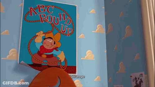 A Picture Of A Cowboy Holding A Lasso With The Words Abc Round Up Written On It GIF