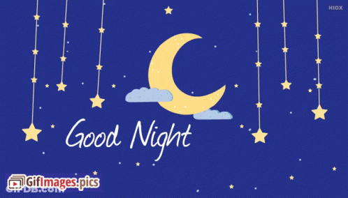 A Picture Of A Crescent Moon And Stars With The Words Good Night GIF
