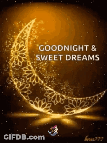 A Picture Of A Crescent Moon With The Words Goodnight And Sweet Dreams GIF
