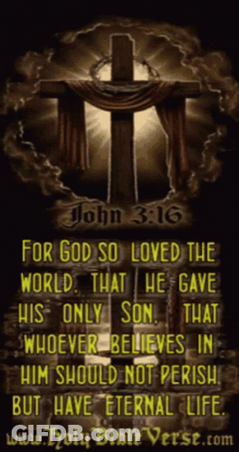 A Picture Of A Cross With A Bible Verse On It GIF