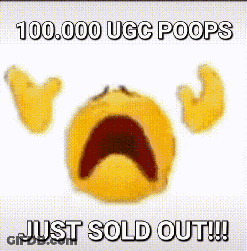 A Picture Of A Crying Smiley Face With The Words " Just Sold Out " Below It GIF