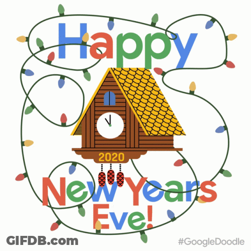 A Picture Of A Cuckoo Clock With The Words Happy New Years Eve GIF