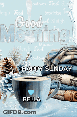 A Picture Of A Cup Of Coffee With The Name Bella GIF