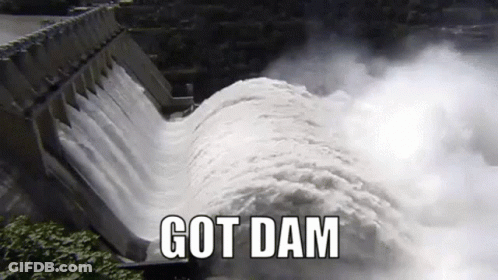 A Picture Of A Dam With The Words Got Dam Written On It GIF