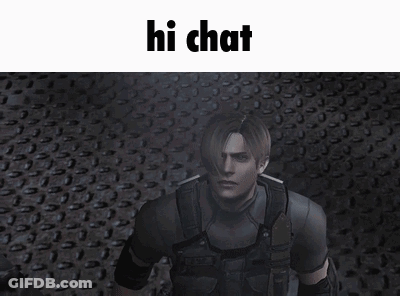 A Picture Of A Dark Room With The Words Hi Chat On The Top GIF