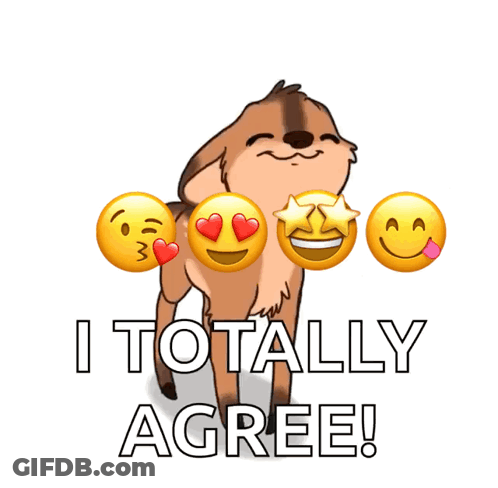 A Picture Of A Deer With Emojis And The Words " I Totally Agree " Below It GIF