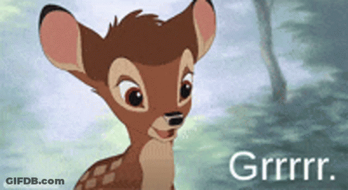 A Picture Of A Deer With The Words Grrr On The Bottom Right GIF