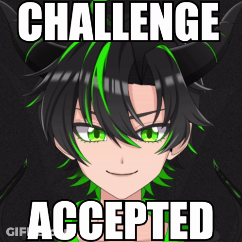 Demon With Challenge Accepted Text GIF