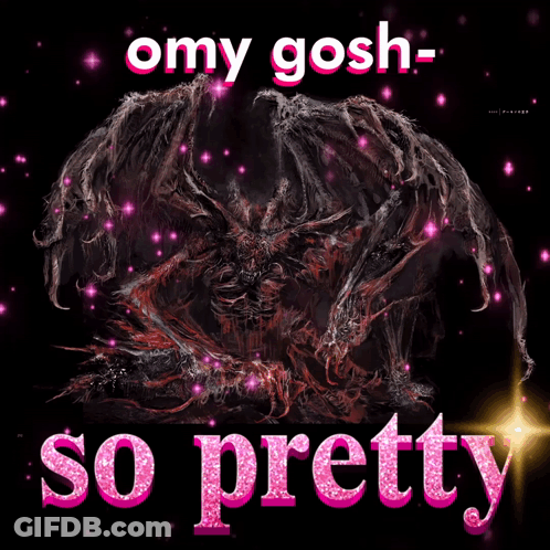 A Picture Of A Demon With The Words " Omy Gosh- So Pretty " GIF