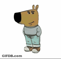 A Picture Of A Dog Standing Next To A Blue Cross That Says " Skeppy Craft Face Pad " GIF