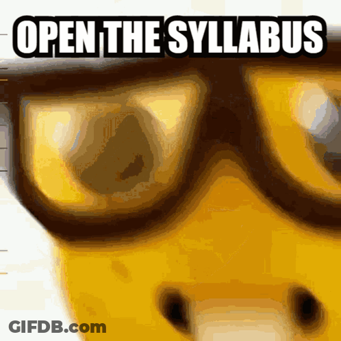 A Picture Of A Dog Wearing Glasses And The Words Open The Syllabus GIF