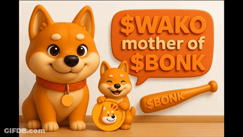 A Picture Of A Dog With A Speech Bubble That Says $ Wako Mother Of $ Bonk GIF