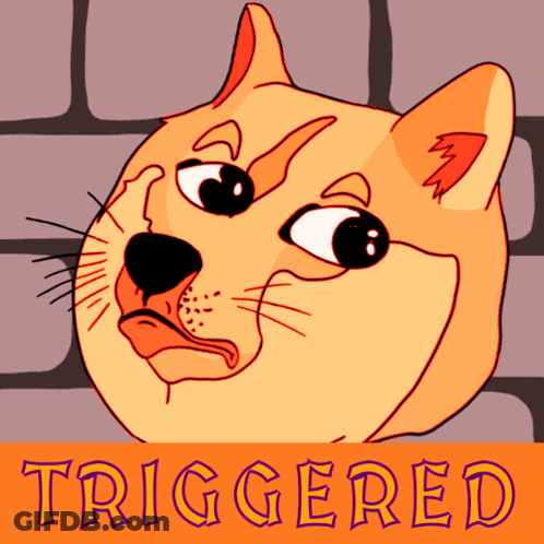 A Picture Of A Dog With The Word Triggered On It GIF