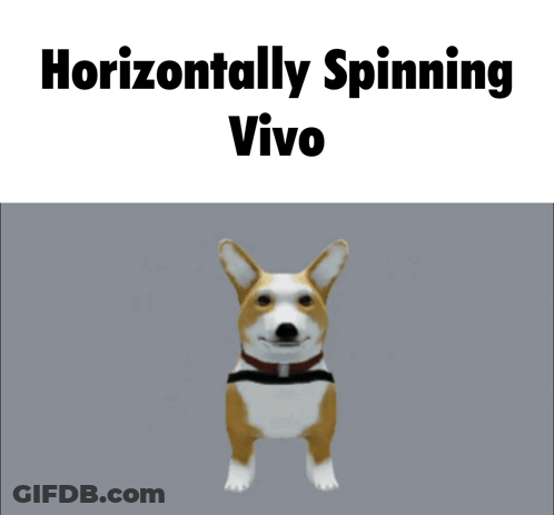 A Picture Of A Dog With The Words Horizontally Spinning Vivo GIF