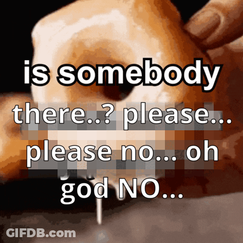 A Picture Of A Dog With The Words Is Somebody There Please No Oh God No GIF