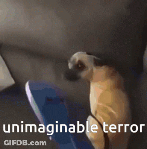 A Picture Of A Dog With The Words Unimaginable Terror On The Bottom GIF