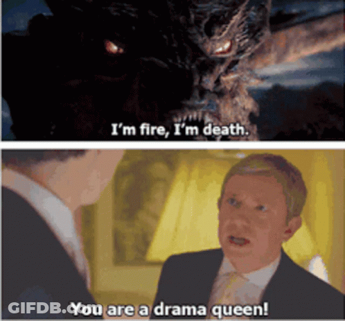 A Picture Of A Dragon And A Picture Of A Man Saying " I 'M Fire I 'M Death " GIF