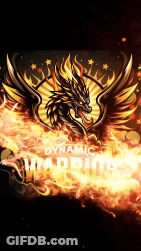 A Picture Of A Dragon With Dynamic Warriors Written On It GIF
