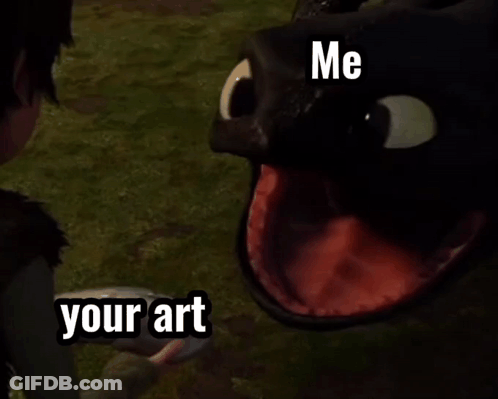 A Picture Of A Dragon With Its Mouth Open And The Words Me Your Art GIF