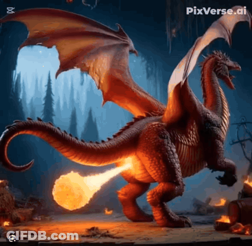 A Picture Of A Dragon With Pixverse.ai Written On The Bottom Right GIF