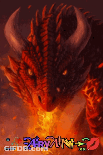 A Picture Of A Dragon With The Name Aryan Written Below It GIF