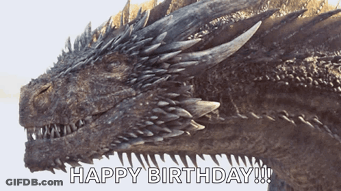 A Picture Of A Dragon With The Words " Happy Birthday " Below It GIF