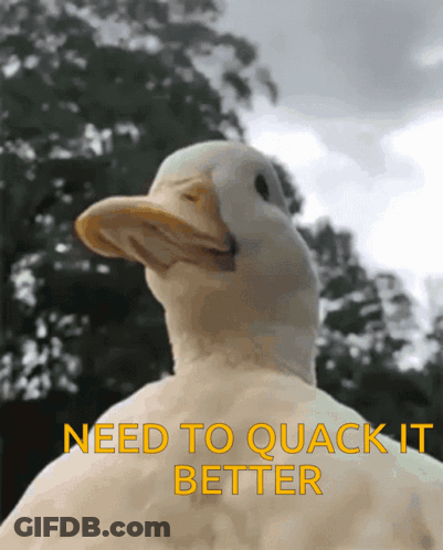 A Picture Of A Duck With The Words Need To Quack It Better Above It GIF