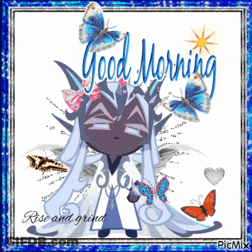 A Picture Of A Fairy With Butterflies And The Words Good Morning GIF