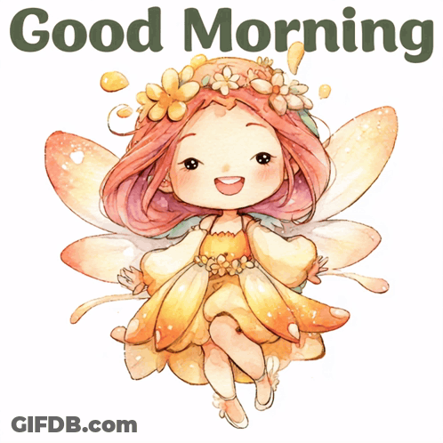 A Picture Of A Fairy With The Words Good Morning GIF