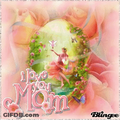 A Picture Of A Fairy With The Words " I Love You Mom " On It GIF