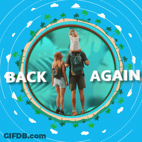 A Picture Of A Family In A Photo Booth With The Words Back Again Photo Booth Below It GIF