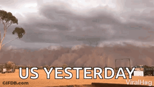 A Picture Of A Field With The Words " Us Yesterday " GIF