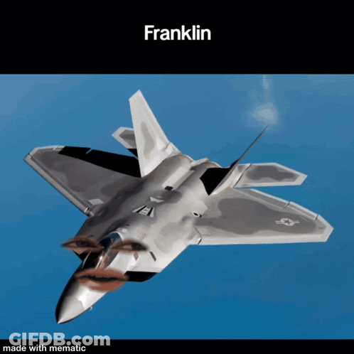 A Picture Of A Fighter Jet With The Name Franklin On It GIF