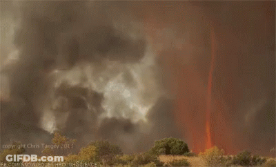 A Picture Of A Fire Tornado Taken By Chris Targey In 2013 GIF