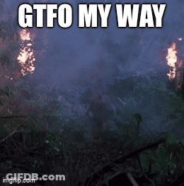 A Picture Of A Fire With The Words Gtfo My Way GIF