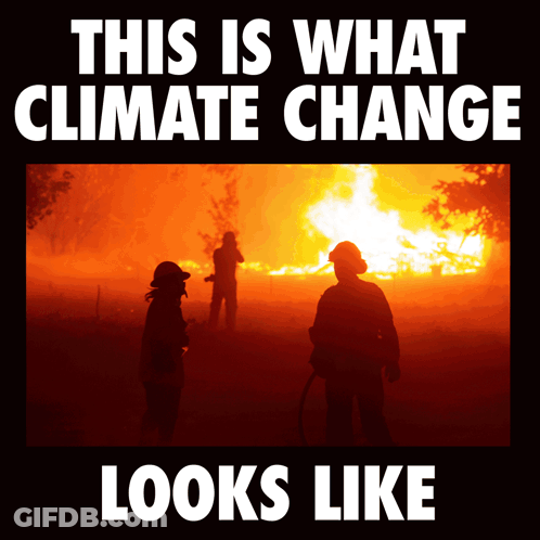 A Picture Of A Fire With The Words " This Is What Climate Change Looks Like " GIF