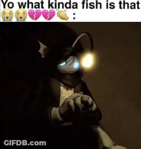 A Picture Of A Fish With A Light On Its Head And The Words Yo What Kinda Fish Is That GIF