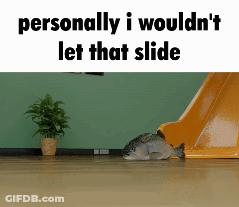 A Picture Of A Fish With The Words Personally I Wouldn 'T Let That Slide GIF