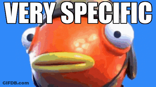 A Picture Of A Fish With The Words " Very Specifico " On It GIF