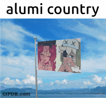 A Picture Of A Flag That Says Alumni Country On It GIF