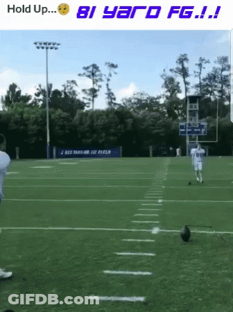 A Picture Of A Football Field With The Words Hold Up 81 Yard Fg GIF