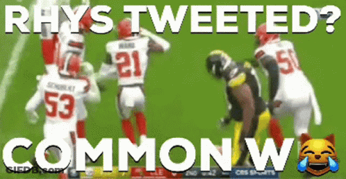 A Picture Of A Football Game With The Caption Rhys Tweeted Common W. GIF