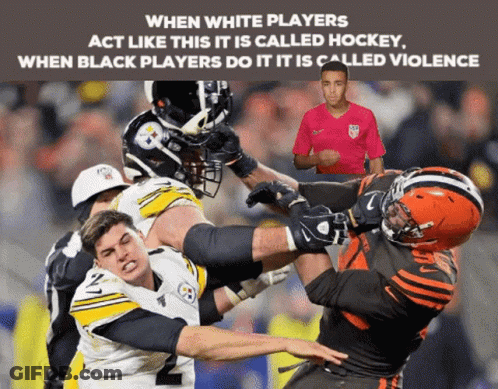 A Picture Of A Football Game With The Caption When White Players Act Like This It Is Hockey GIF