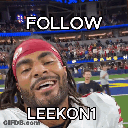 A Picture Of A Football Player With The Caption Follow Leekon 1 GIF