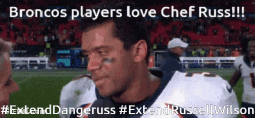 A Picture Of A Football Player With The Words Broncos Players Love Chef Russ GIF